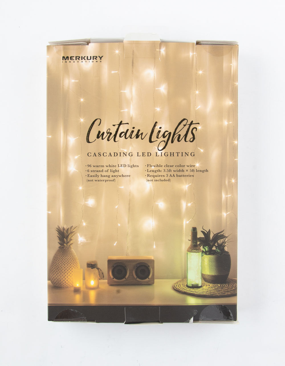 Merkury Innovations Cascading LED White Curtain String Lights