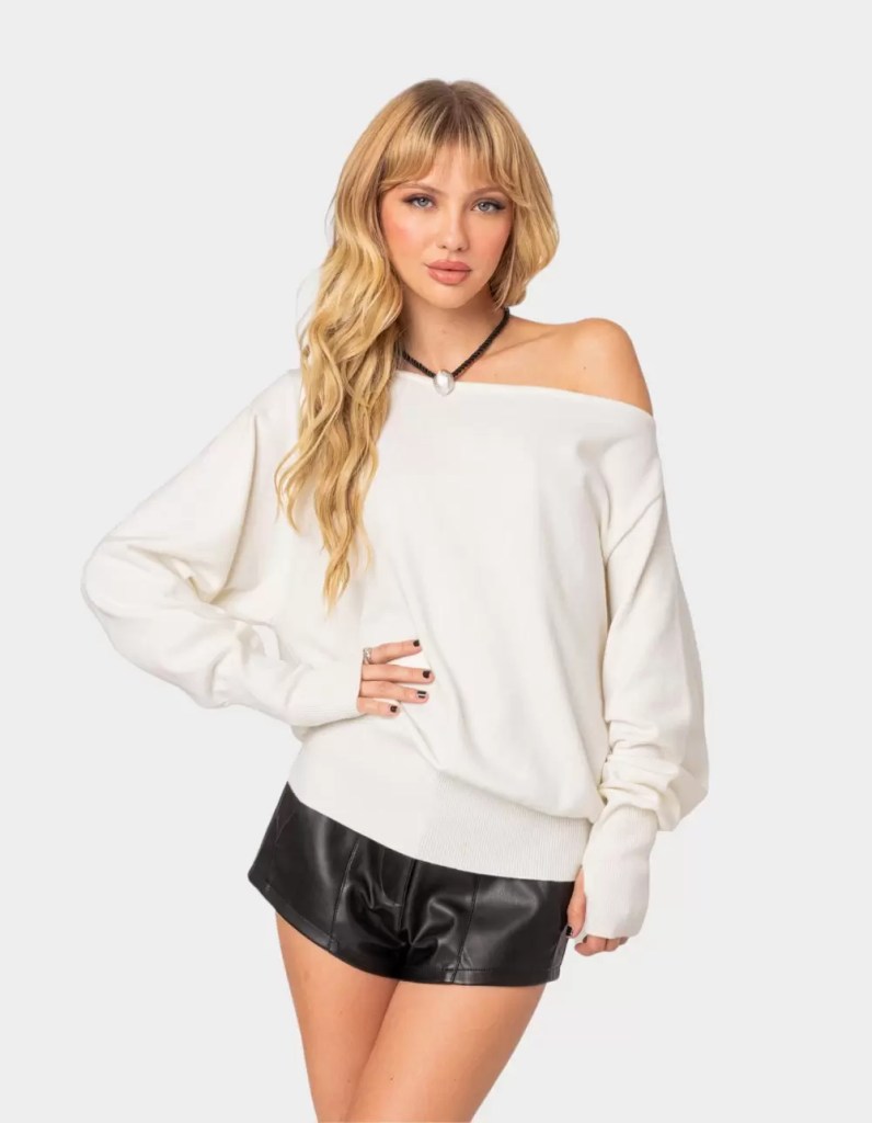 EDIKTED Off Shoulder Oversized Sweater